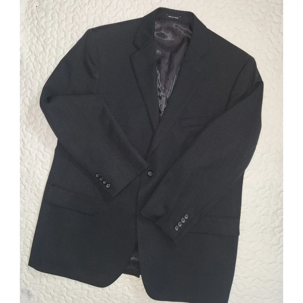 NEW 44 Black 100 % Fine Smooth Wool Mens Blazer Modern Business Suit Jacket Exc.